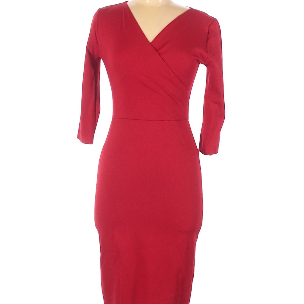 Red Faux Wrap Dress Size M